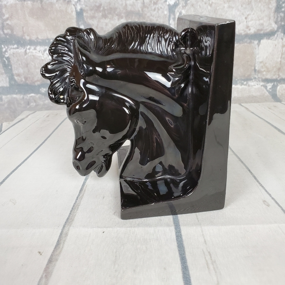 2/$25 Black Stallion Bookend Decor Chess  Knight Ceramic